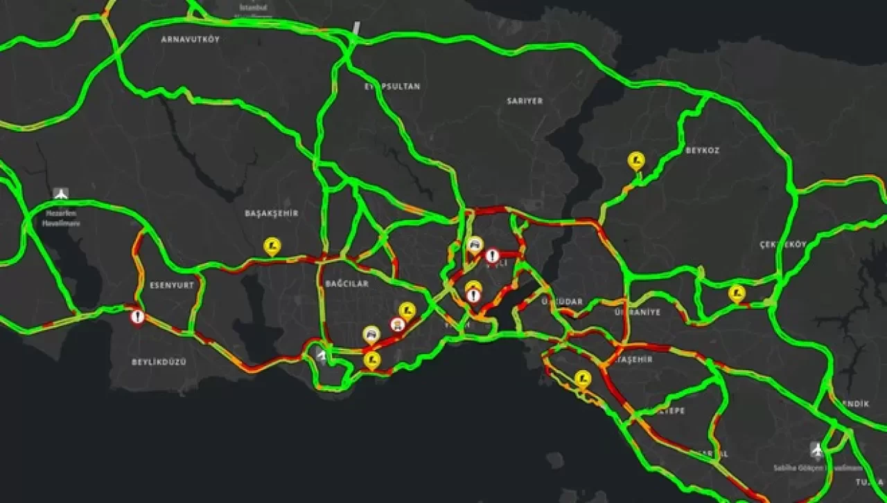 İstanbul’da Yılbaşı Trafiği Erken Başladı: Yoğunluk %67